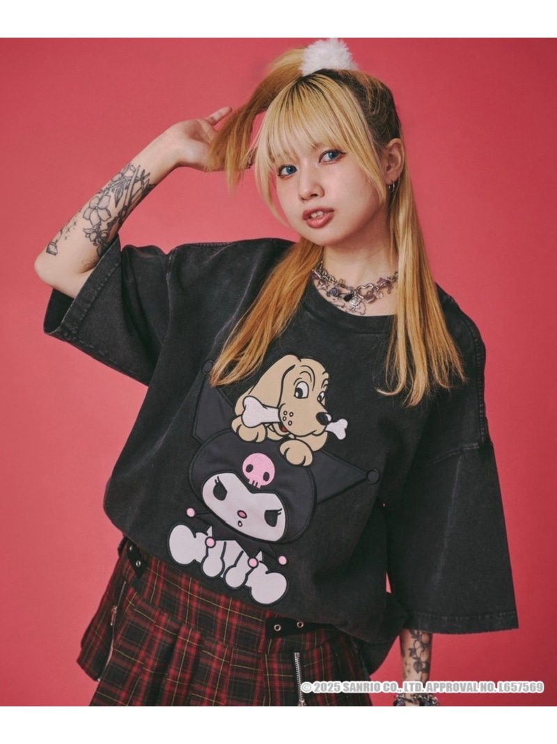 GALFY 【GALFY*KUROMI】クロミちゃんとGALFYの半袖TEE ネバーマインドザエックスユー／チカシツプラス トップス カットソー・Tシャツ グレー ホワイト【送料無料】