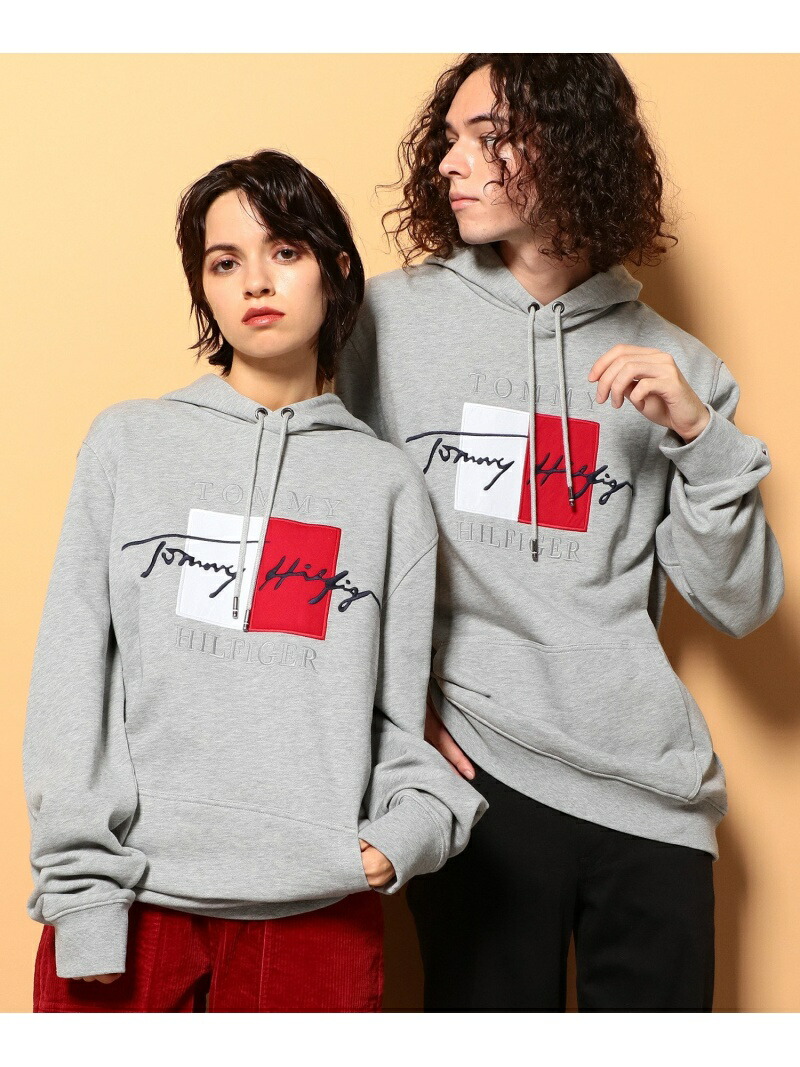 楽天市場 Sale 40 Off Tommy Hilfiger U Tommy Hilfiger トミーヒルフィガー シグネチャーロゴパーカー トミーヒルフィガー カットソー パーカー グレー ネイビー ホワイト Rba E 送料無料 Rakuten Fashion Men