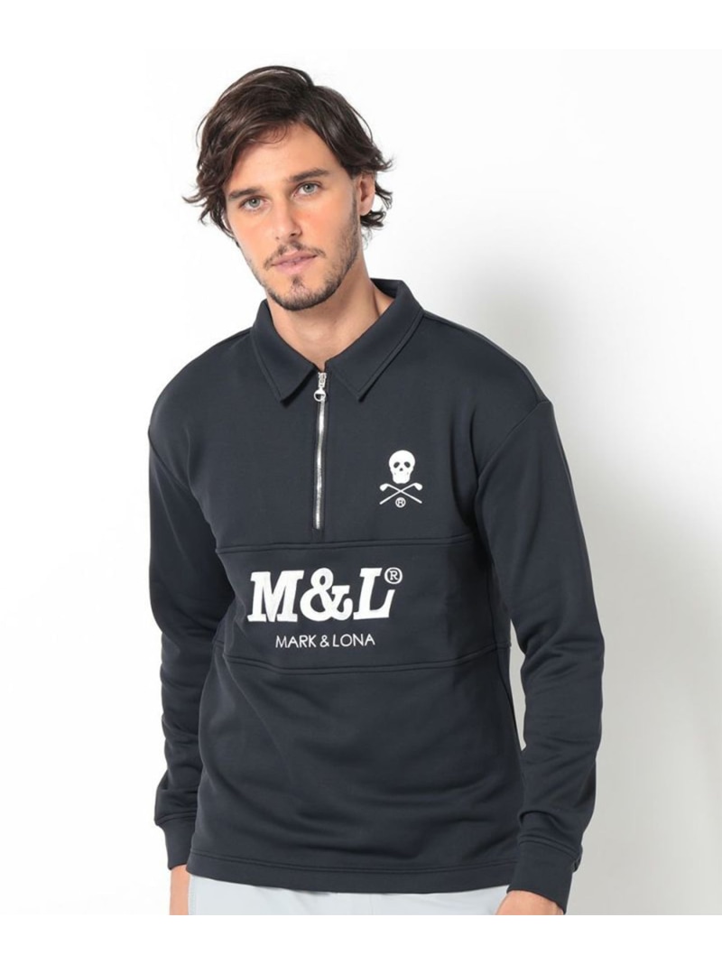 【SALE／30%OFF】MARK & LONA Escalade Zip Fleece Polo ｜ MEN マークアンドロナ トップス ポロシャツ ネイビー ホワイト【RBA_E】【送料無料】 18,549円