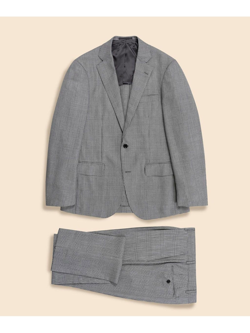 【SALE／20%OFF】BROOKS BROTHERS 羊毛 グレンプラッド シングル2釦 アンコンスーツ Classic Made by RING JACKET ブルックス ブラザーズ 背広・フォーマル セットアップ背広 薄墨色【RBA_E】【貨物輸送無料】