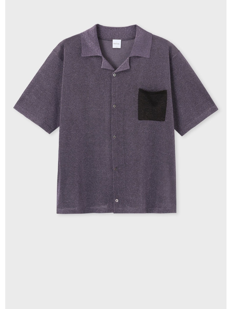 Paul Smith ラメ 明けひろげ色合い 編み物プルオーバー 極点・スミス トップス 編み物 黒いこと パープル【貨物輸送無料】