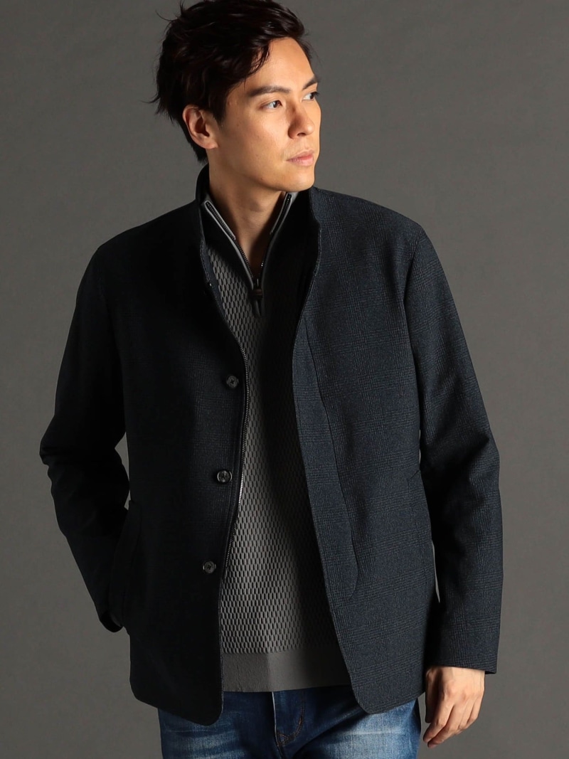 【SALE／37%OFF】MONSIEUR NICOLE グレンチェック スタンドカラージャケット ニコル ジャケット・アウター その他のジャケット・アウター ネイビー グレー【RBA_E】【送料無料】