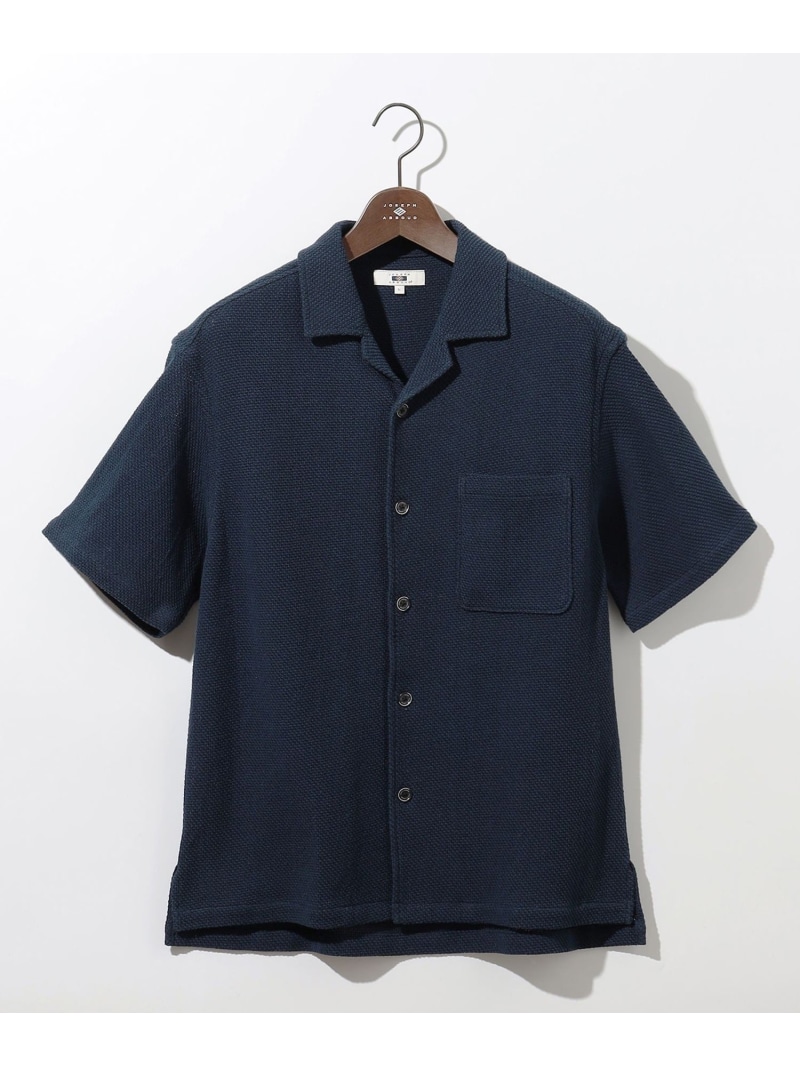 JOSEPH ABBOUD 【キングサイズ・JAPANファブリック・ストレッチ】ラッセルメッシュ 半袖シャツ ジョセフアブード トップス シャツ・ブラウス ホワイト ネイビー【送料無料】