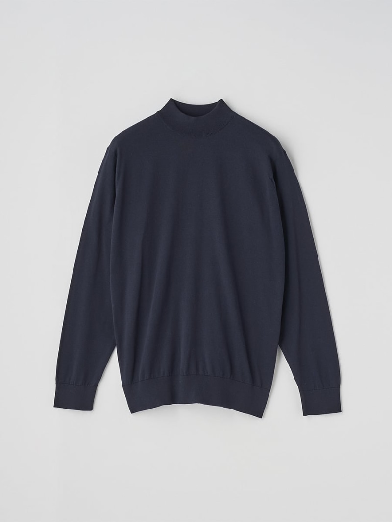 JOHN SMEDLEY コットン モックネックニットプルオーバー ｜ S4887 ｜ 30G MODERN FIT ジョンスメドレー トップス ニット ネイビー【送料無料】