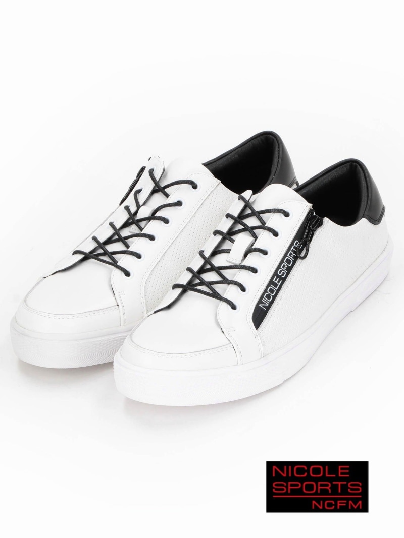NICOLE CLUB FOR MEN 【NICOLE SPORTS】サイドパンチングスニーカー ニコル シューズ・靴 スニーカー ブラック ホワイト【送料無料】｜ Fashion Men