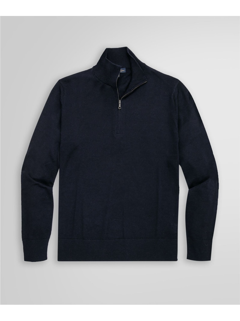 BROOKS BROTHERS メリノウール ハーフジップ モックネックセーター ブルックス ブラザーズ トップス ニット ネイビー ブラック【送料無料】