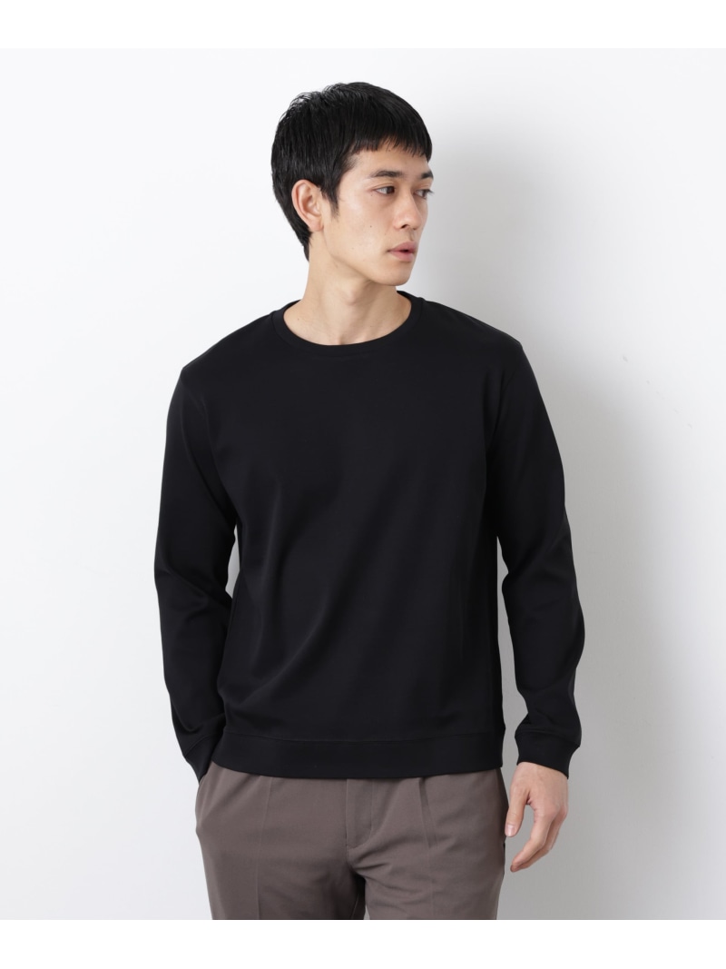 NANO universe 「FORMAL JERSEY」クルーネックカットソー長袖 ナノユニバース トップス カットソー・Tシャツ ブラック ホワイト ベージュ【送料無料】