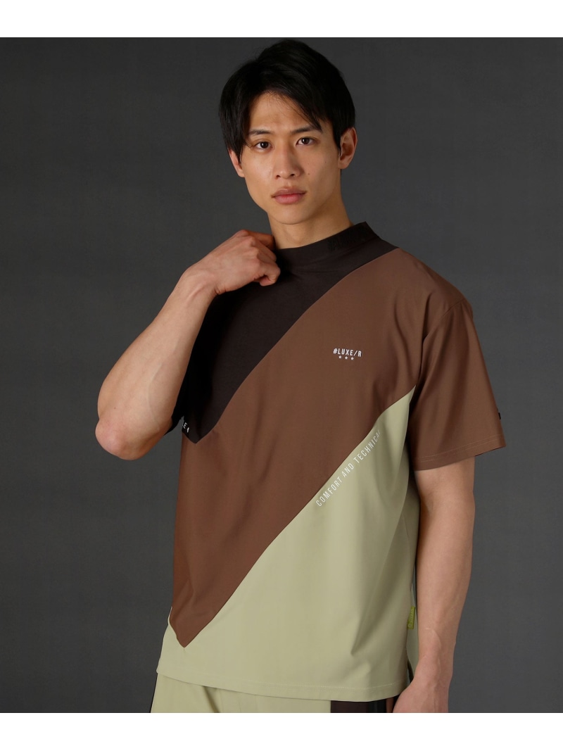 LUXE/R 接触冷感スムースストレッチdiagonal Color schemeハイネックカットソー カジュアル トップス カットソー・Tシャツ ベージュ ホワイト ブラック【送料無料】