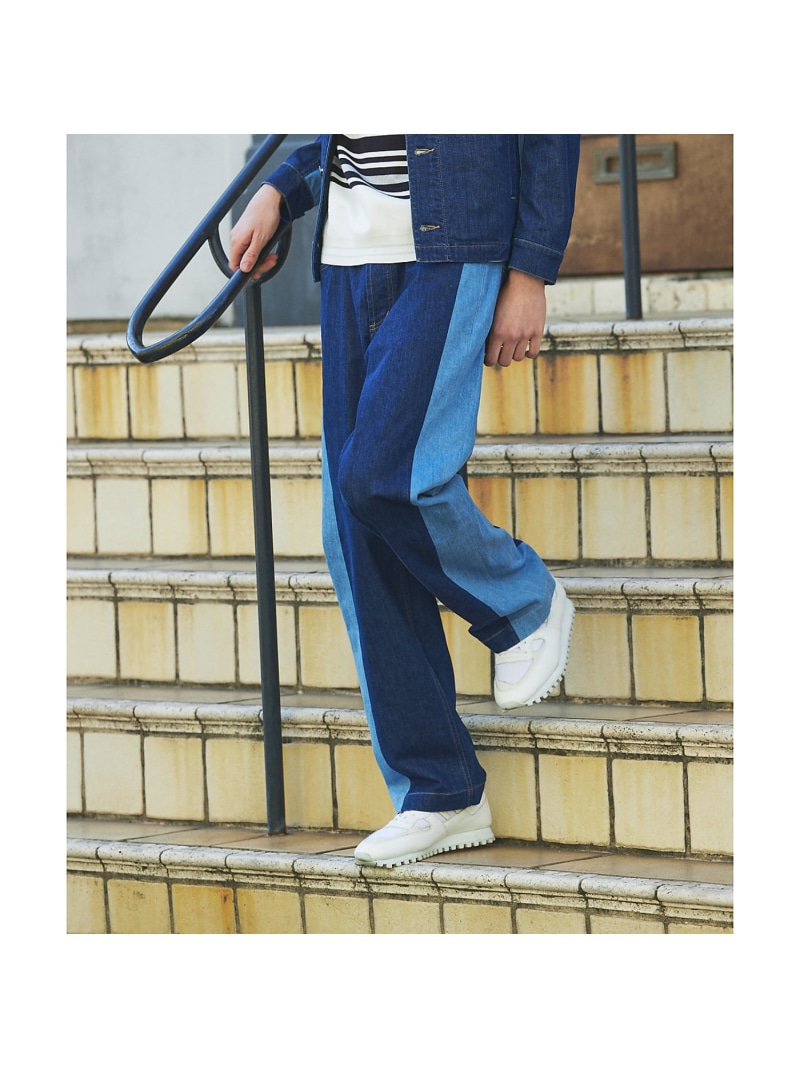 【SALE／40%OFF】5351POUR LES HOMMES 【セットアップ対応】コンビネーション ワイド デニム パンツ ゴーサンゴーイチプールオム パンツ ジーンズ・デニムパンツ ブラック ブルー【RBA_E】【送料無料】