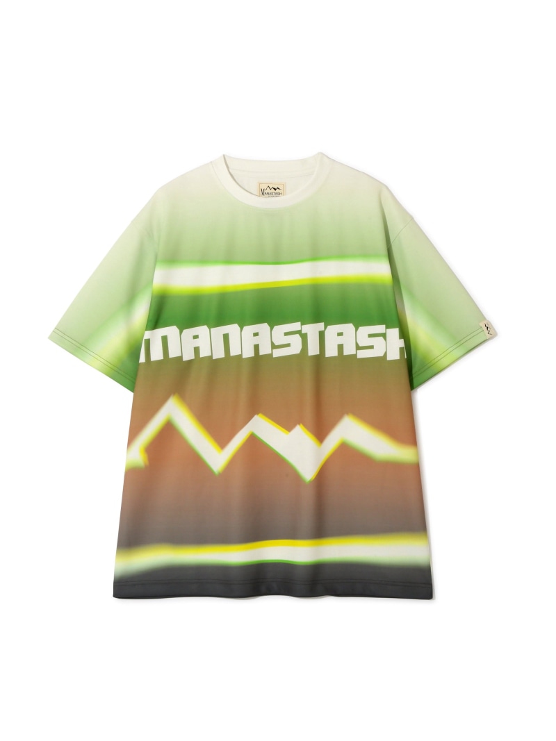 【SALE／30%OFF】MANASTASH MANASTASH/マナスタッシュ/ALLOVER GRADIENT LOGO TOP マナスタッシュ トップス カットソー・Tシャツ ピンク グリーン【RBA_E】【送料無料】