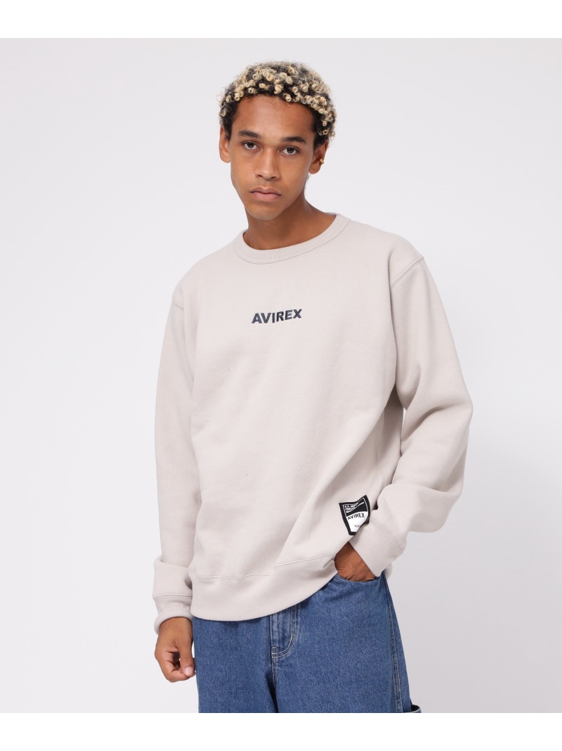 AVIREX ロゴタイプ クルースウェット/ A STAR LOGO CREW SWEAT アヴィレックス トップス スウェット・トレーナー 薄墨色 黒いこと オレンジ色 緑であること 赤銅色 ベージュ 黄色 赤いこと【貨物輸送無料】