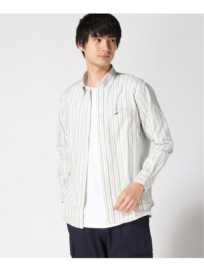 【SALE／20%OFF】CROCODILE CROCODILE/(M)ノンアイロン バスケット織り ストライプ シャツ クロコダイル トップス シャツ・ブラウス グリーン ベージュ ピンク【RBA_E】【送料無料】