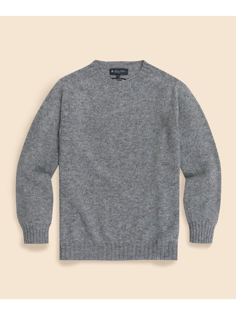 BROOKS BROTHERS シェットランドウール クルーネックセーター ブルックス ブラザーズ トップス 編み物 米国海軍 薄墨色【貨物輸送無料】