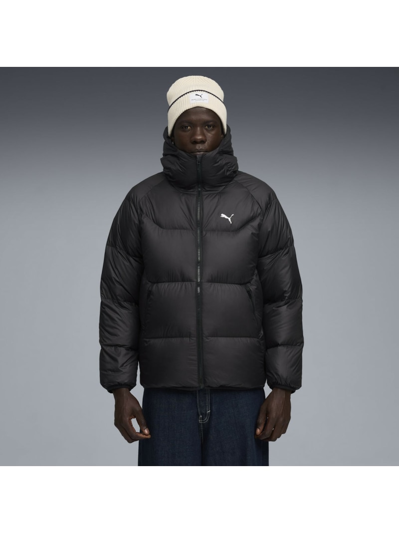【SALE／44%OFF】PUMA メンズ フーデット パッ毛革 落ち込む 上衣 Hooded Down Puffer Jacket ピューマ ジャケット・アウター ダウンジャケット・ダウンベスト 黒いこと【RBA_E】【貨物輸送無料】