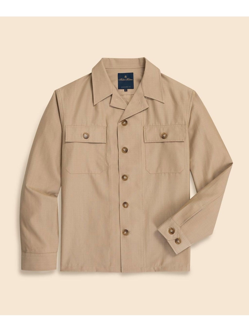 【SALE／30%OFF】BROOKS BROTHERS コットン/ウール リップストップ シャツジャケット ブルックス ブラザーズ ジャケット・アウター その他のジャケット・アウター ネイビー ベージュ グリーン【RBA_E】【送料無料】