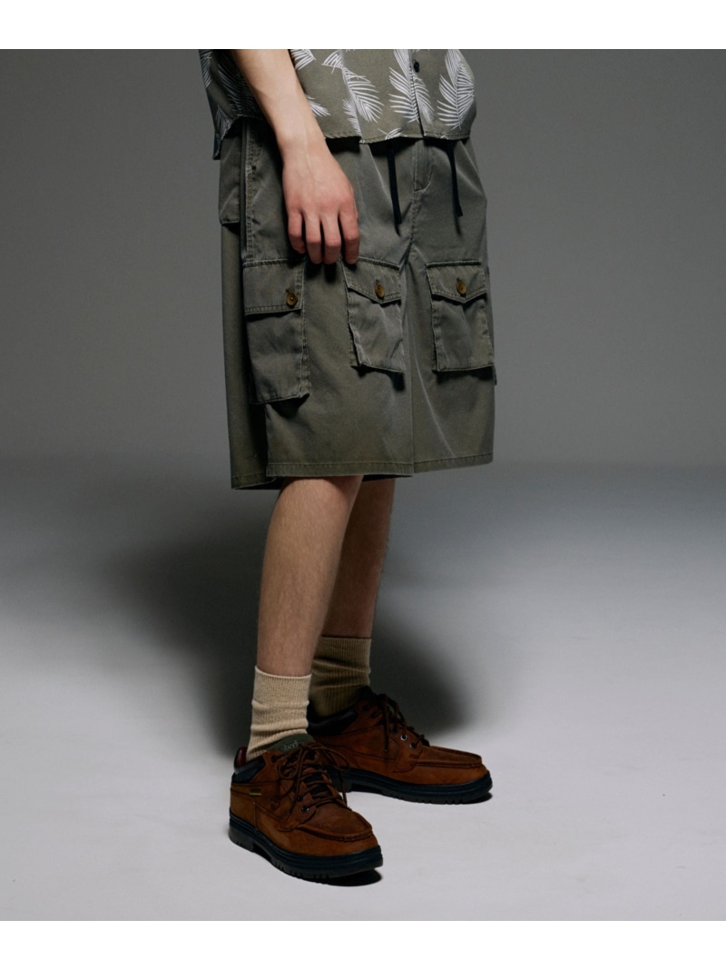 BEAVER B omnivore/ビーオムニボー PIGMENT WIND CLOTH W CARGO SHORTS ビーバー ズボン下 余分の物のズボン下 黒いこと ぶどう酒赤いこと【貨物輸送無料】