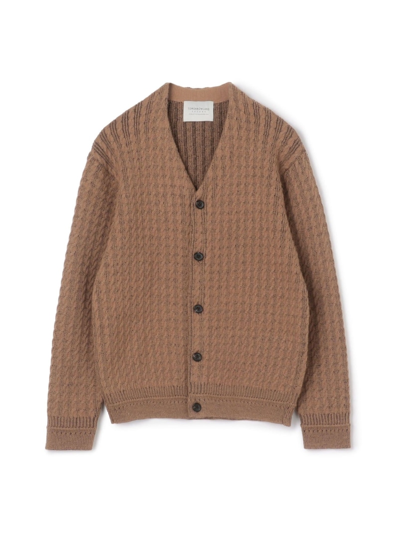 【SALE／50%OFF】TOMORROWLAND MEN TOMORROWLAND tricot アルパカポリエステルケーブル Vネックカーディガン トゥモローランド トップス カーディガン ネイビー ブラウン ホワイト【RBA_E】【送料無料】