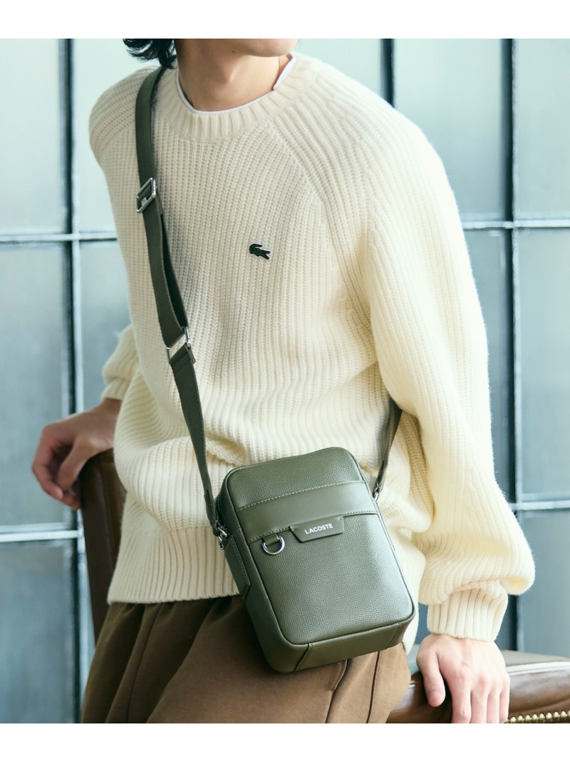 LACOSTE オシアン レザーサッチェルバッグ ラコステ バッグ ショルダーバッグ グレー ブラック【送料無料】
