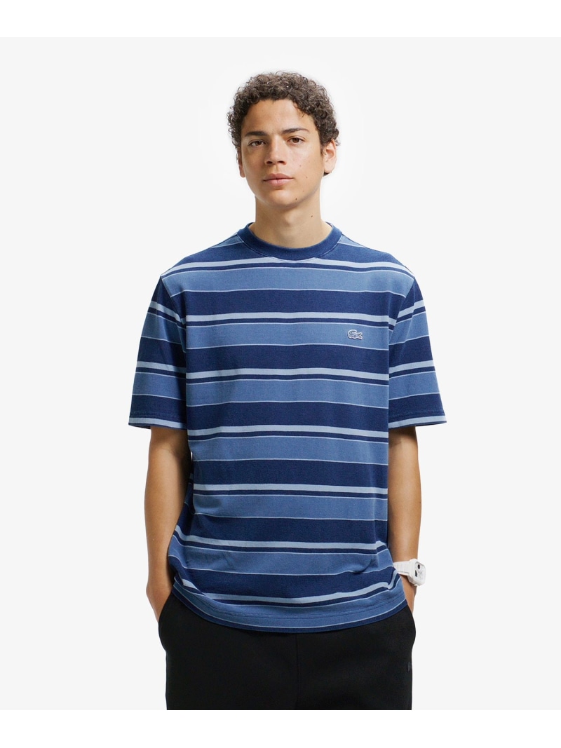 LACOSTE インディゴボーダー プルオーバー ラコステ トップス カットソー・プルオーバー 青み【貨物輸送無料】