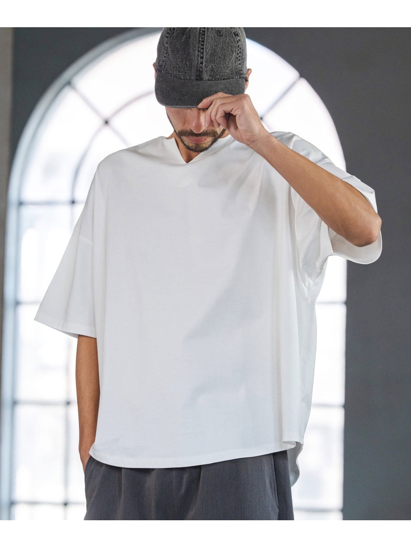 CAMBIO mt10219- COOLMAX Key Neck Short Sleeve Tee 手がかり素っ首プルオーバー カンビオ トップス カットソー・プルオーバー 白いこと 黒いこと 薄墨色【貨物輸送無料】