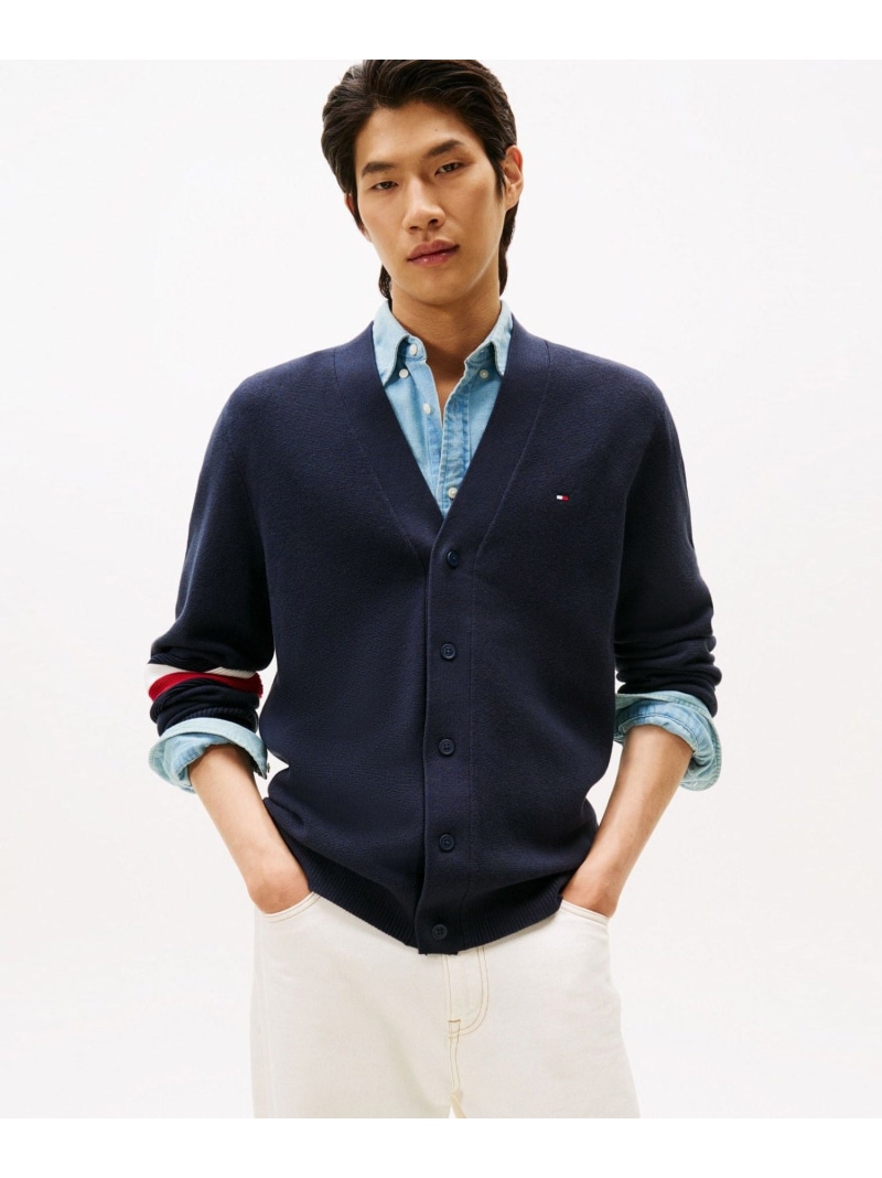 【SALE/40%OFF】TOMMY HILFIGER コットンシルクブレンドカーディガン トミーヒルフィガー トップス ニット グレー ネイビー【RBA_E】【送料無料】