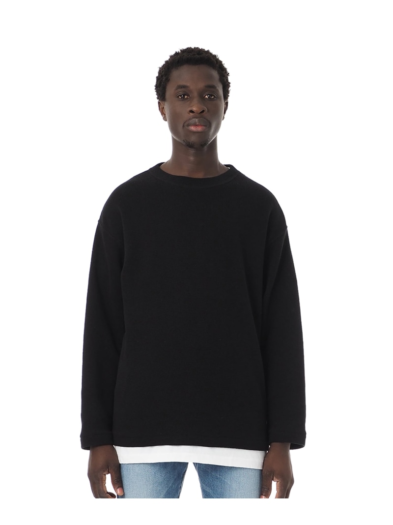 SANDINISTA Easy Fit Cotton Knit Top / イージーフィットコットンニットトップ サンディニスタ トップス 編み物 青色 黒いこと 米国海軍 薄墨色【貨物輸送無料】 トップス-ニット・セーター