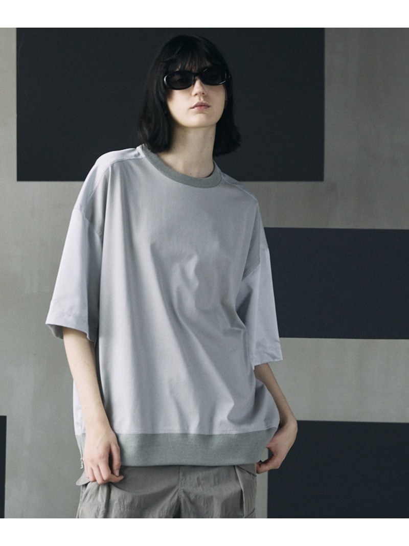 MAISON SPECIAL Different Material Docking Prime-Over Side Zip T-Shirt メゾンスペシャル トップス カットソー・Tシャツ ブラウン ブラック ベージュ【送料無料】 9,196円