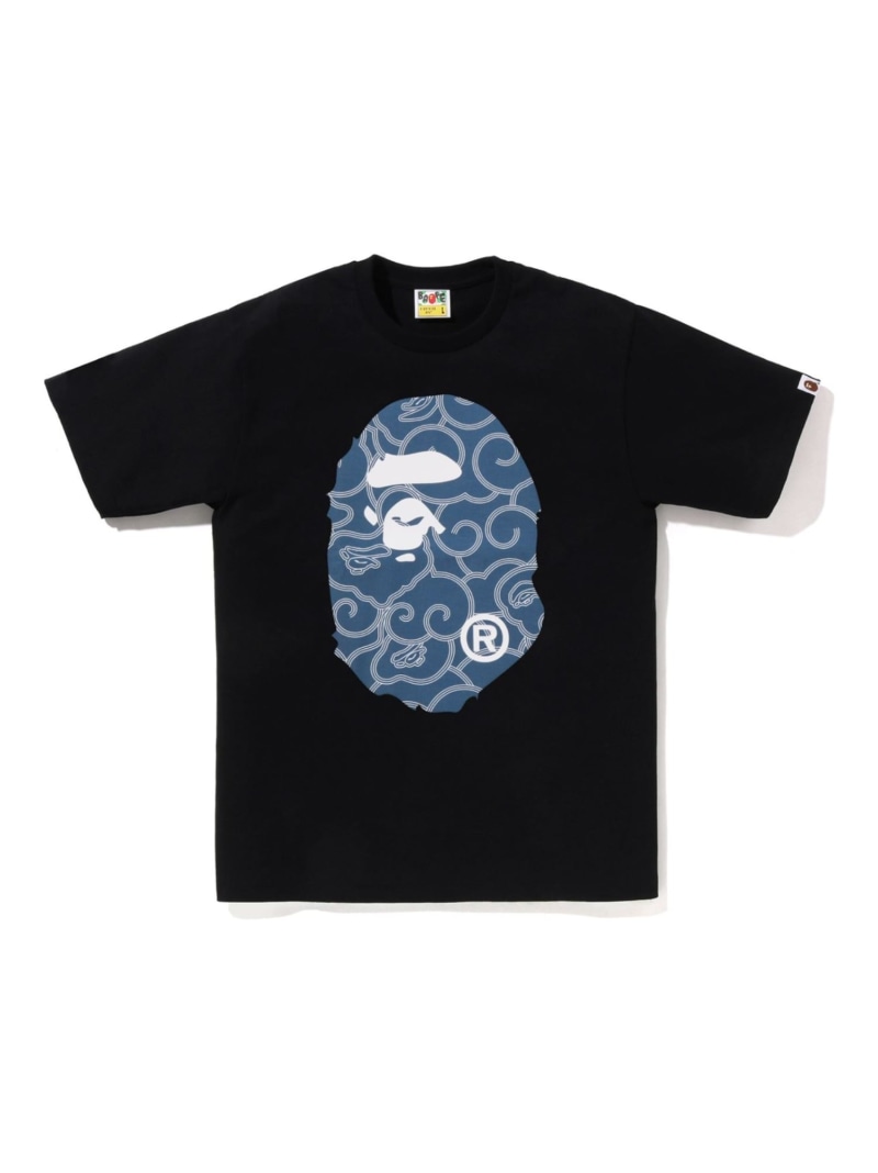 A BATHING APE (M)JAPANESE CLOUD CAMO BIG APE HEAD TEE ア ベイシング エイプ トップス カットソー・Tシャツ ブラック ホワイト【送料無料】