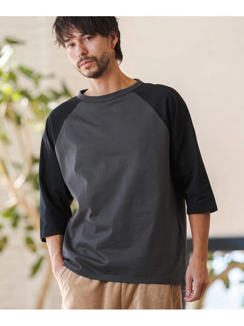 CAMBIO mlt5581- COOLMAX Raglan 3-4 Sleeve Tee ラグラン捩りプルオーバー カンビオ トップス カットソー・プルオーバー 黒いこと 白いこと【貨物輸送無料】