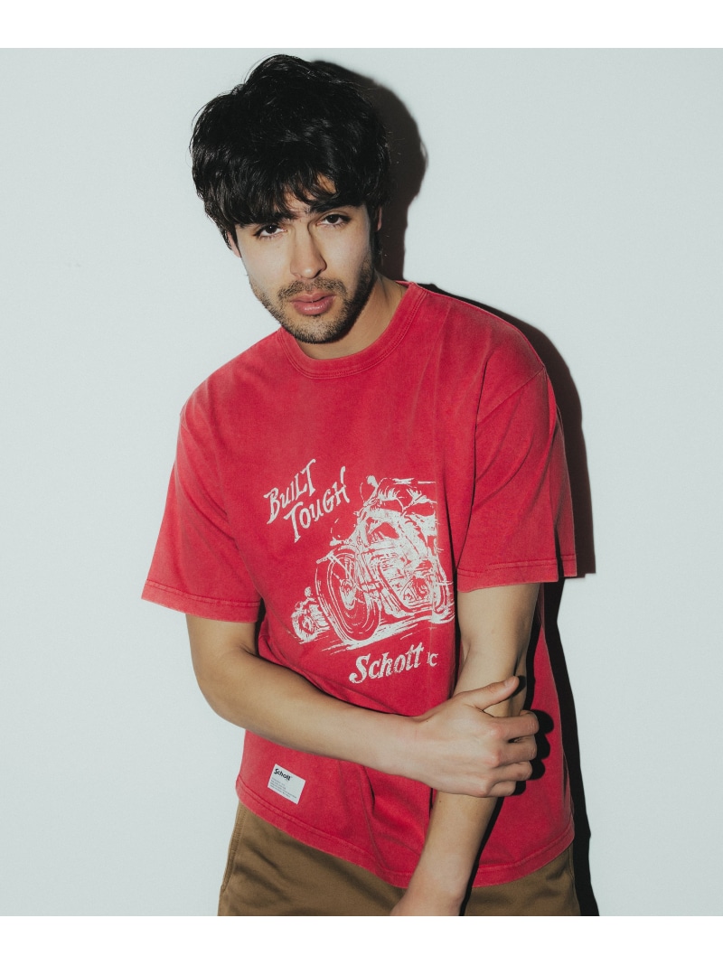 Schott IRON HORSE T-SHIRT/アイアン ホース Tシャツ ショット トップス カットソー・Tシャツ レッド ネイビー【送料無料】
