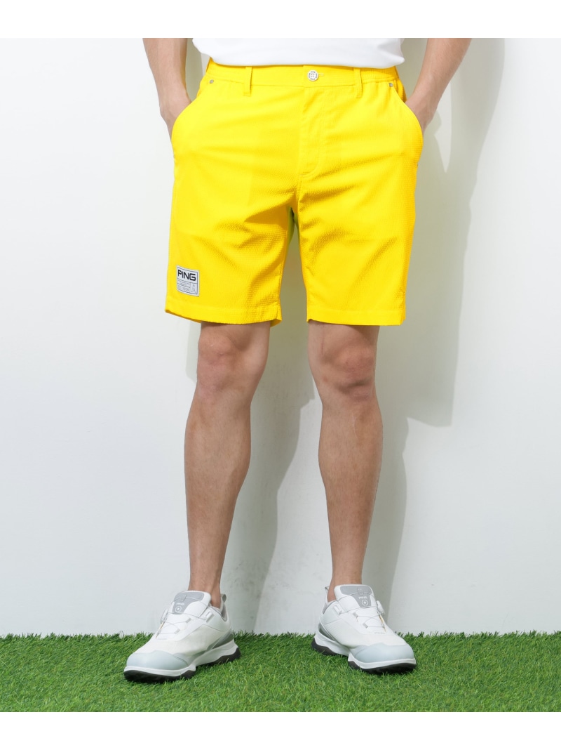 PING APPAREL 伸ばすこと蹴球5ポケットショートパンツ ＜GOLD＞ (MENS) ピン お召しもの トップス より良い・ジレ 黒いこと 黄色 ベージュ 白いこと【貨物輸送無料】