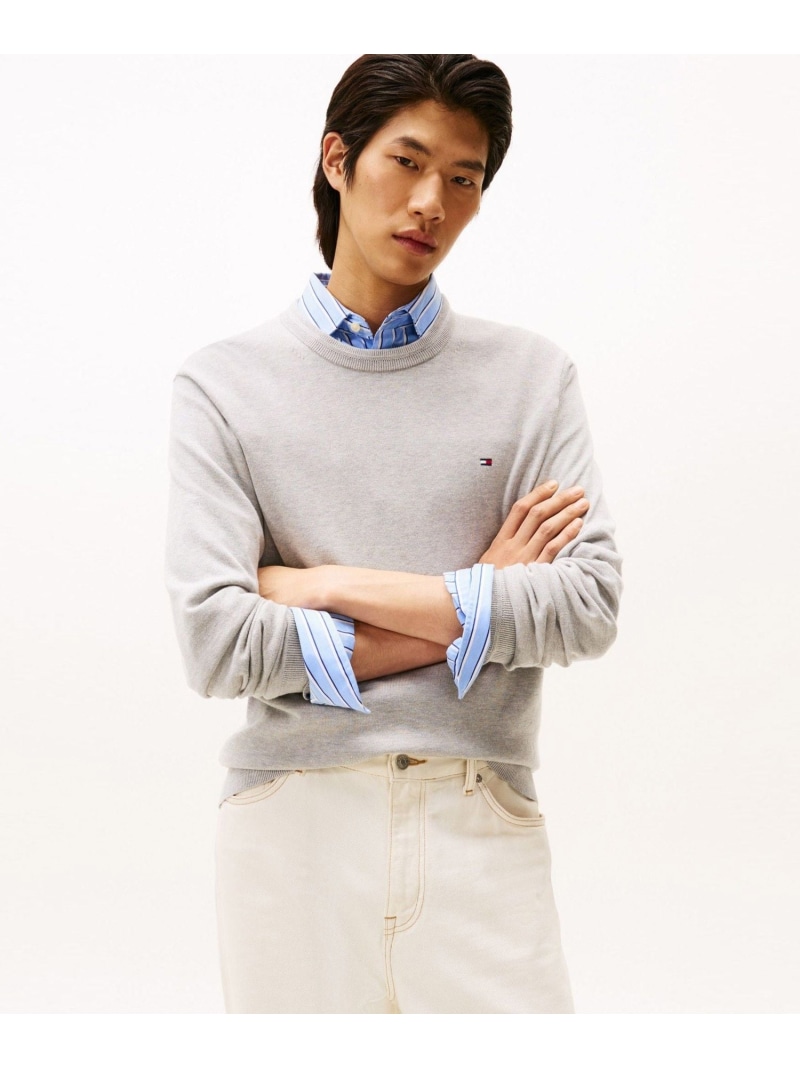 TOMMY HILFIGER コットンシルクカシミヤクルーネックセーター トミーヒルフィガー トップス ニット グレー ブルー ネイビー オレンジ ホワイト【送料無料】 15,400円