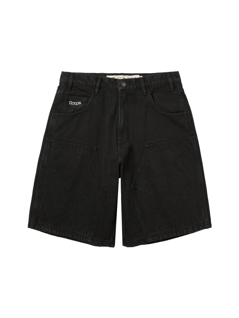 HUF KINDA LOOSE DOUBLE KNEE SHORT / HUF ハフ デニム ハーフパンツ ハフ パンツ ジーンズ・デニムパンツ ブラック【送料無料】