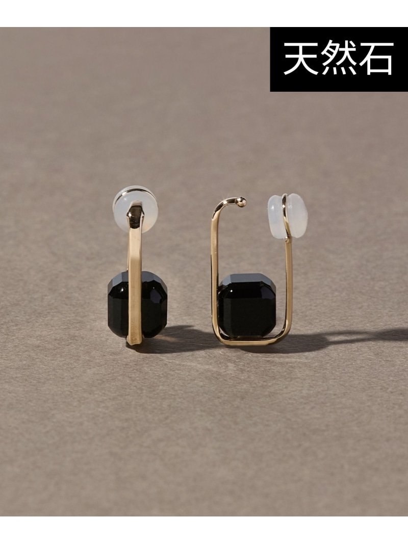 JUPITER 【K10】天然石キューブカットイヤリング オニキス ジュエルアディクト 添え物・ウオッチ イヤリング・イヤーカフ 黒いこと【貨物輸送無料】