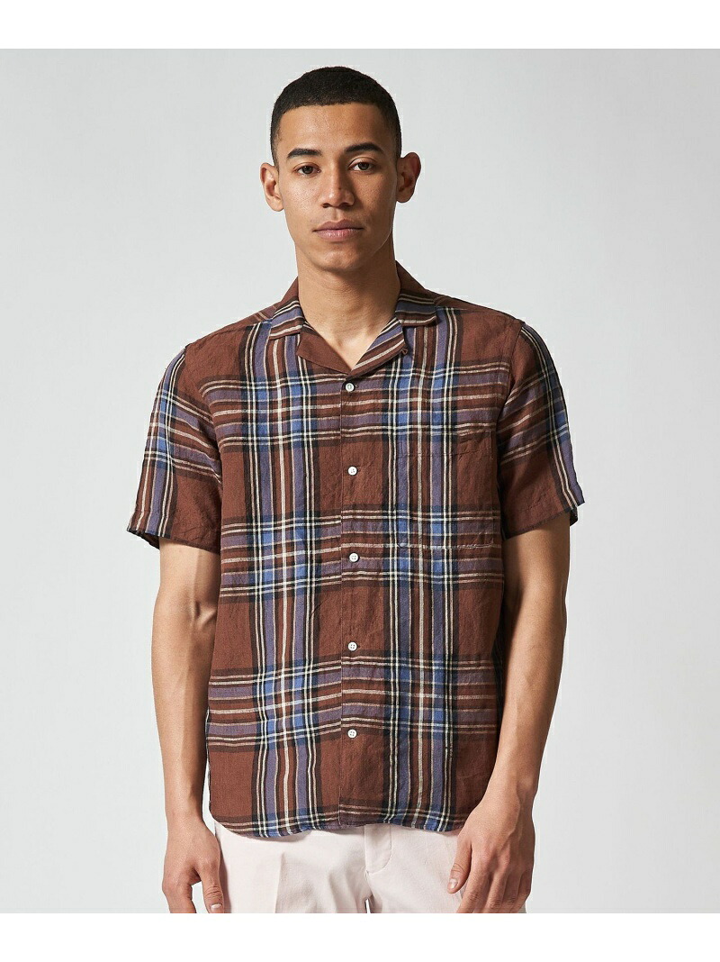 【SALE／30%OFF】J.PRESS フレンチリネンビッグチェックシャツ ジェイプレス トップス シャツ・ブラウス イエロー ブラウン【RBA_E】【送料無料】