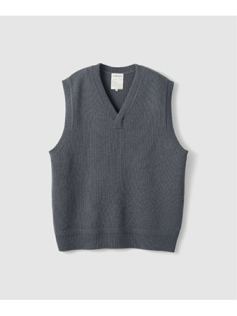 ANNUAL (U)V-Neck Vest アニュアル トップス ベスト・ジレ グレー ブラウン グリーン【送料無料】| Fashion Men