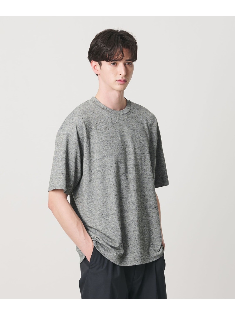 BEAUTY\u0026YOUTH UNITED ARROWS リネン テクスチャード 労働者の一団のど首 ティーシャツ もの言う花＆若い者 ユナイテッドアローズ トップス カットソー・ティーシャツ 黒いこと ベージュ 薄墨色【貨物輸送無料】