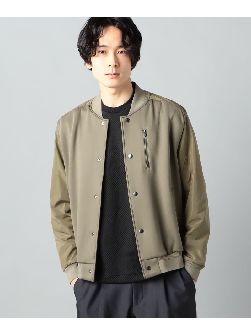 【SALE／46%OFF】COMME CA MEN 【COMME CA MEN】異素材コンビ ジャージーブルゾン コムサメン ジャケット・アウター ブルゾン・ジャンパー ブラック グレー【RBA_E】【送料無料】