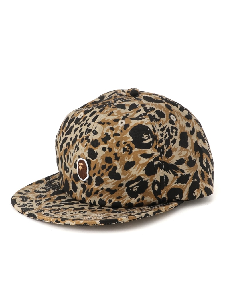 A BATHING APE (M)WILD LEOPARD PATTERN ONE POINT CAP M ア ベイシング エイプ 帽子 キャップ ベージュ ネイビー【送料無料】