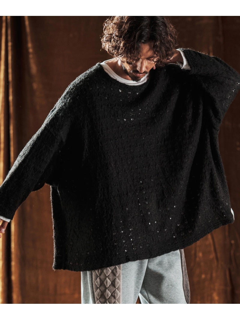ANGENEHM mlt5351-Real Layered Oversized Long Sleeve T-Shirt ロング捩りプルオーバー カンビオ トップス カットソー・プルオーバー 黒いこと 赤銅色【貨物輸送無料】