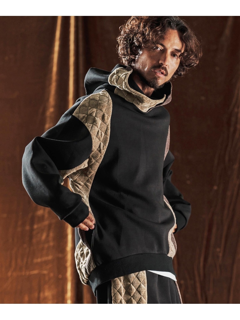 ANGENEHM mpa3884-Switching Design Oversized Hoodie プルオーバーフーディー カンビオ トップス パーカー・フーディー ブラック グレー【送料無料】 14,058円