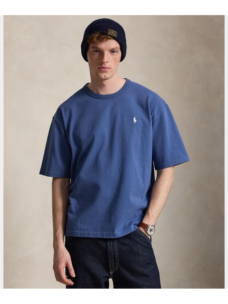 POLO RALPH LAUREN リラックス フィット ヘビーウェイト ジャージー Tシャツ ラルフローレン トップス カットソー・Tシャツ ブルー【送料無料】