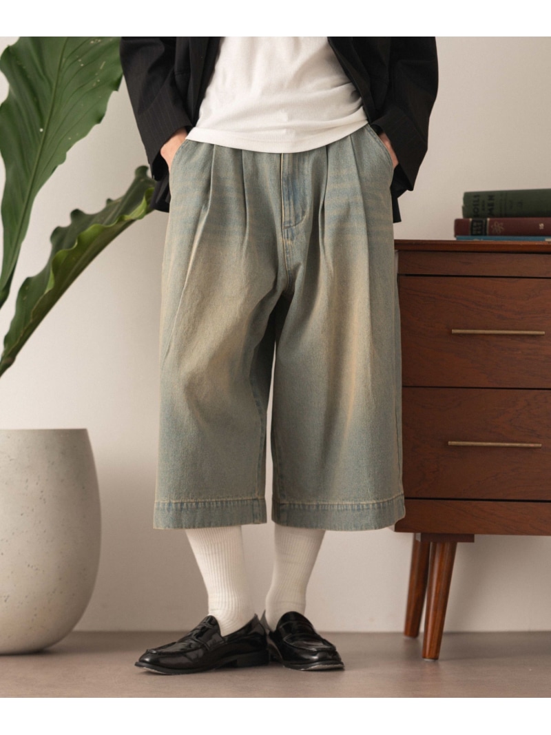 WEGO MEN'S クロップドワイドデニムパンツ ウィゴー パンツ ジーンズ・デニムパンツ【送料無料】
