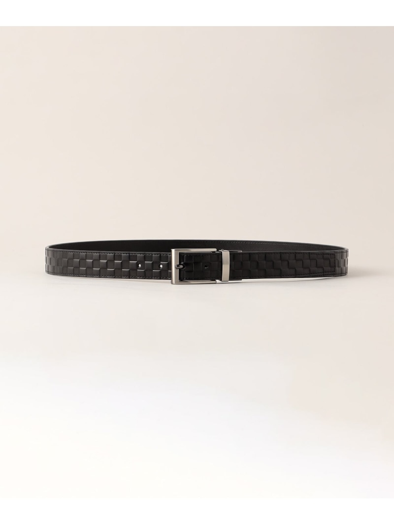 COMME CA MEN 【市松柄】リバーシブルベルト(100cm対応) コムサメン ファッション雑貨 ベルト ブラック【送料無料】| Fashion Men