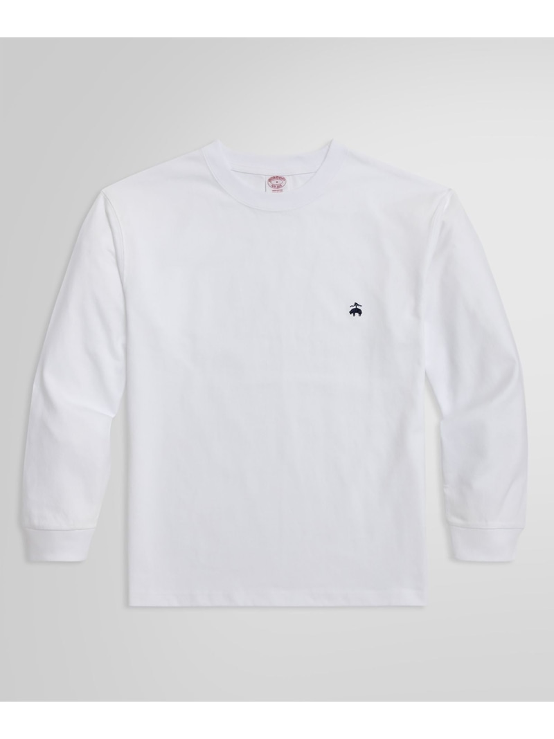 BROOKS BROTHERS USAコットンジャージー ヘビーウェイト GFロゴ ロングスリーブ Tシャツ ブルックス ブラザーズ トップス カットソー・Tシャツ ネイビー ホワイト【送料無料】｜ Fashion Men