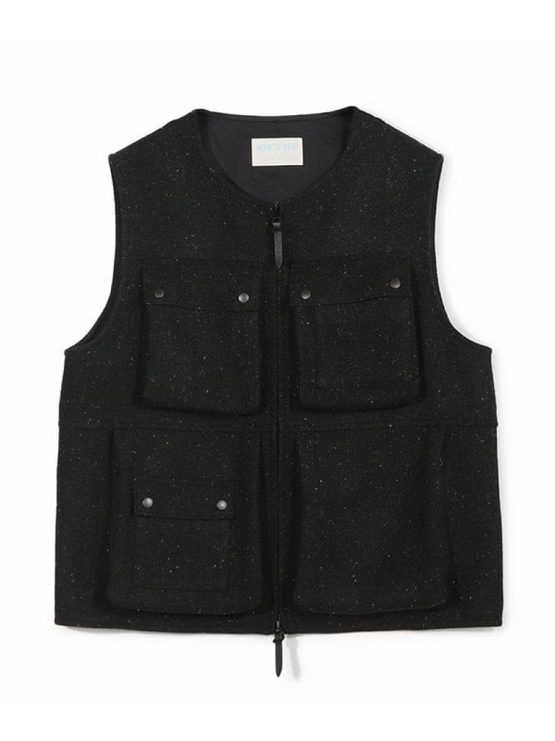 MEN\u0027S BIGI 【50th Anniv . 菊池武夫】HARRIS TWEED COLOR NEP VEST メンズ ビギ ジャケット・アウター 山岳パーカー 黒いこと【貨物輸送無料】