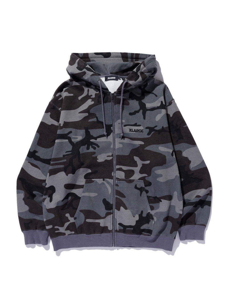 XLARGE CAMO ZIP UP HOODED SWEATSHIRT エクストララージ トップス スウェット・トレーナー 薄墨色 オレンジ色 緑であること【貨物輸送無料】