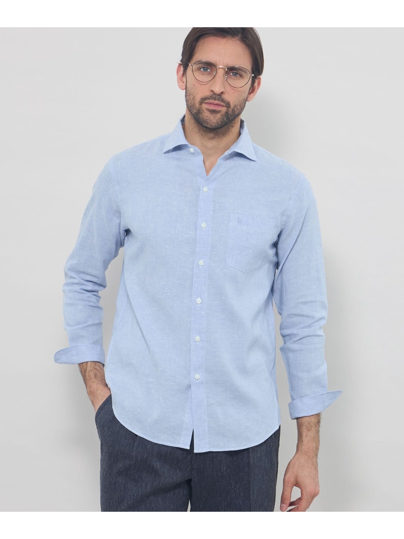 MACKINTOSH LONDON 【LEON掲載】ストレッチリネンワイドカラーシャツ マッキントッシュ ロンドン トップス シャツ・ブラウス グリーン パープル ネイビー ホワイト ブルー【送料無料】｜ Fashion Men