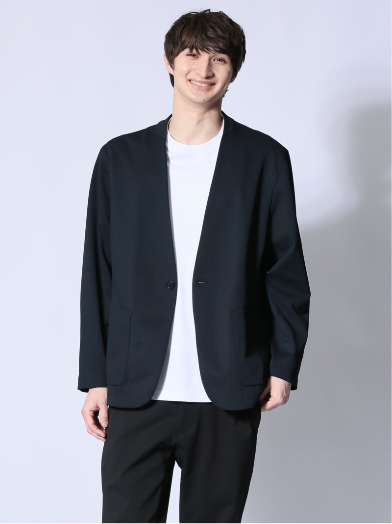 【SALE／10%OFF】m.f.editorial circle motion JERSEY ノーカラージャケット(セットアップ可能) タカキュー トップス その他のトップス ネイビー【RBA_E】【送料無料】
