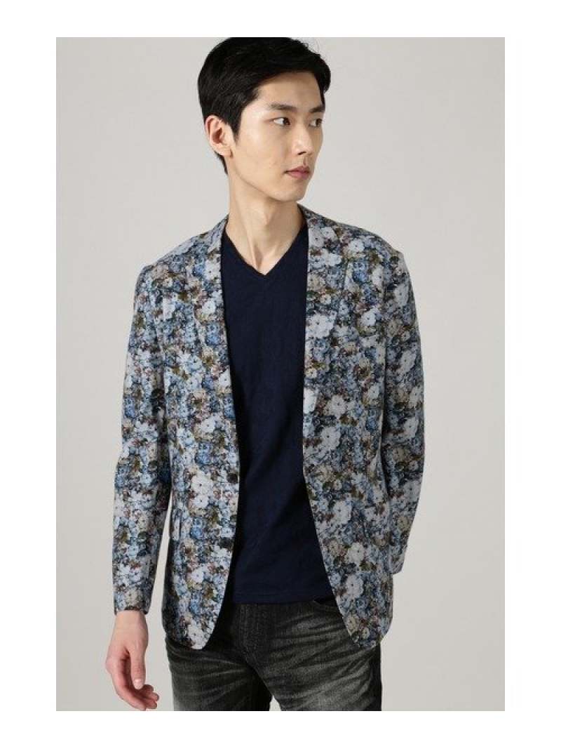 【SALE／50%OFF】HIGH STREET HIGH STREET∴フラワープリントジャケット トルネードマート ジャケット・アウター その他のジャケット・アウター ブルー グリーン【RBA_E】【送料無料】